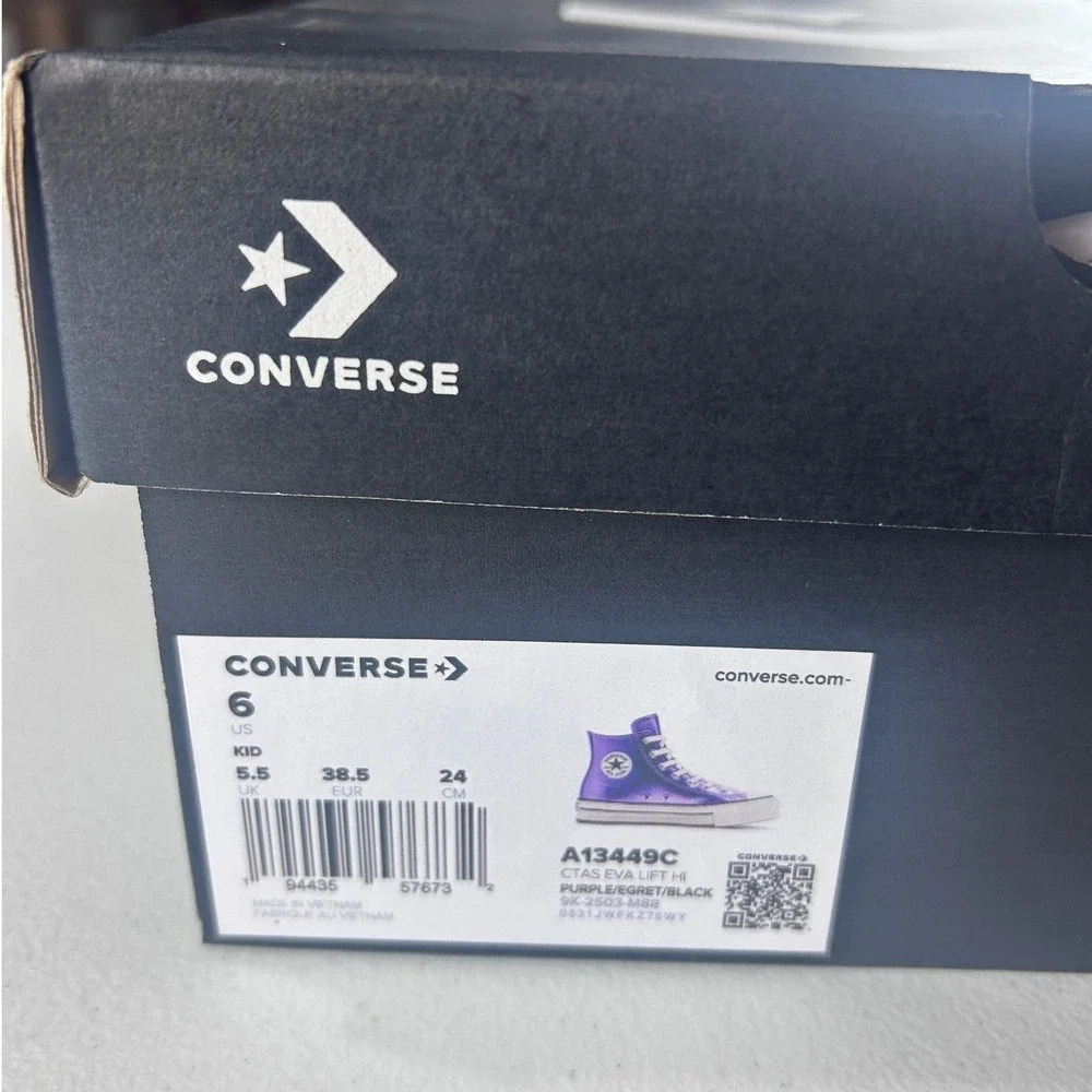 Converse Chuck Taylor All Star EVA Lift Hi Purple Metallic Kids US 6 A13449C NEW